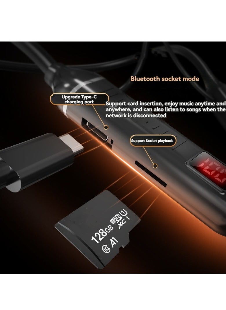 Generic New digital display neck-mounted Bluetooth headset, long battery life, running sports in-ear wireless Bluetooth headset black  - Image 3