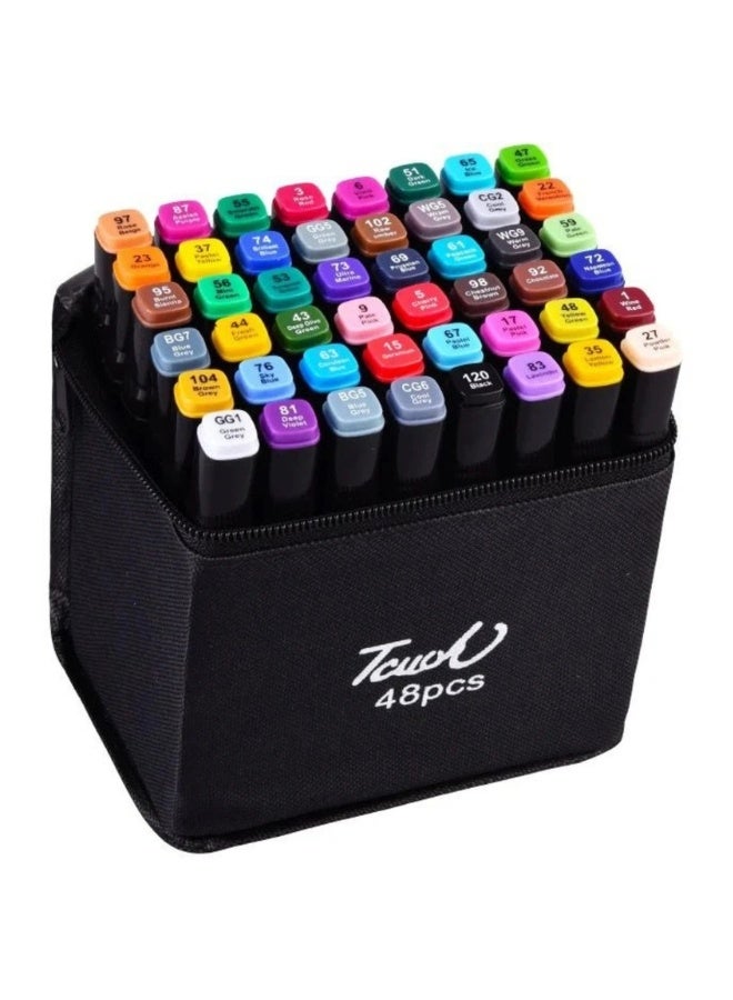 Touch 48-Piece Art Marker Set | Vibrant Color Variety & Compact Organizer Bag for Endless Creativity - Image 1