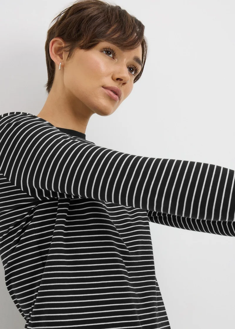 Matalan Black Stripe Long Sleeve Top