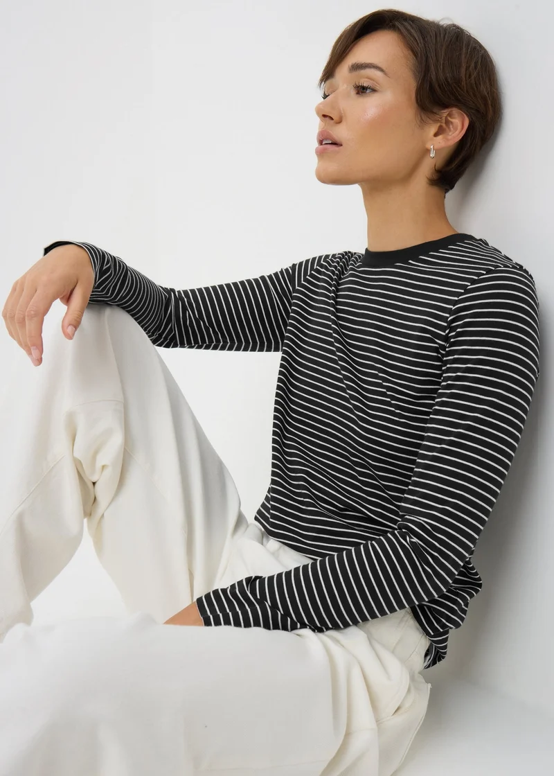 Matalan Black Stripe Long Sleeve Top