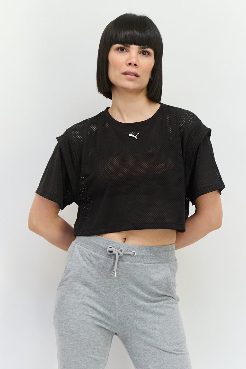 PUMA Women Sportswear Fit Short Sleeve Training Top, Black - Image 1