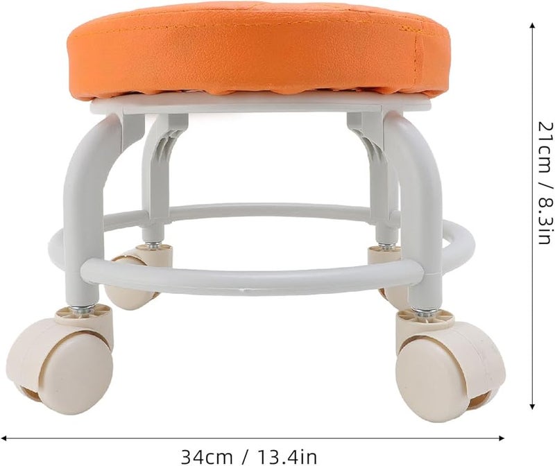 مقعد دوار منخفض أسود من جلد PU مع عجلات، مقعد دوار 360 درجة متين للمنزل والمكتب والمرآب - Image 4