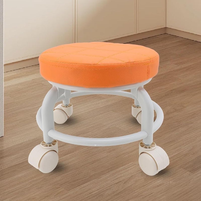 مقعد دوار منخفض أسود من جلد PU مع عجلات، مقعد دوار 360 درجة متين للمنزل والمكتب والمرآب - Image 3