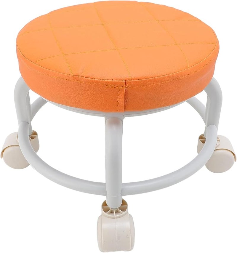 مقعد دوار منخفض أسود من جلد PU مع عجلات، مقعد دوار 360 درجة متين للمنزل والمكتب والمرآب - Image 2