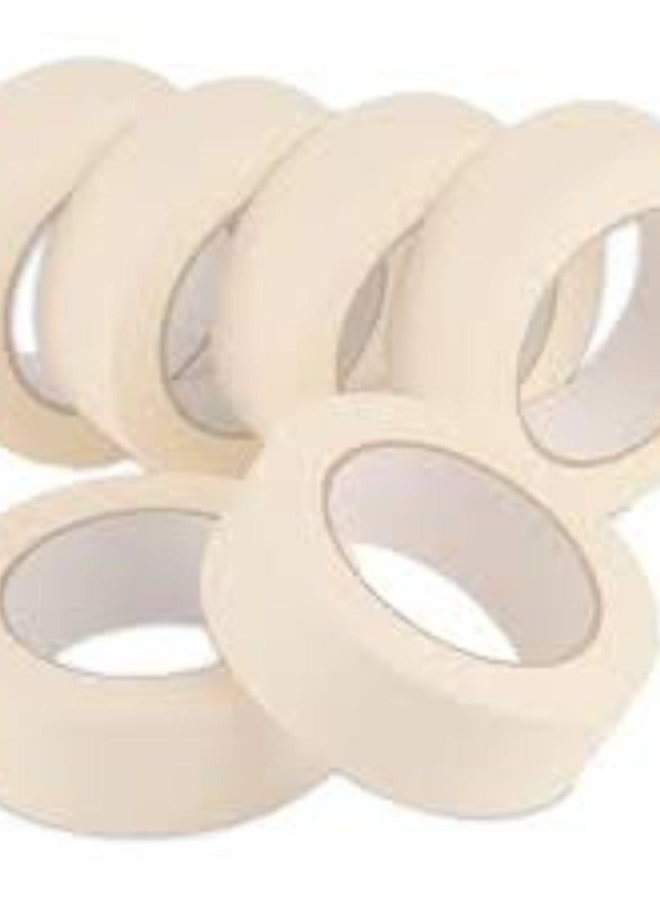 KNP KNP 1/2-inch Masking Tape Pack of 6 is a set of six high-quality adhesive tapes designed for various applications such as painting, labeling, and general masking tasks.  - Image 2