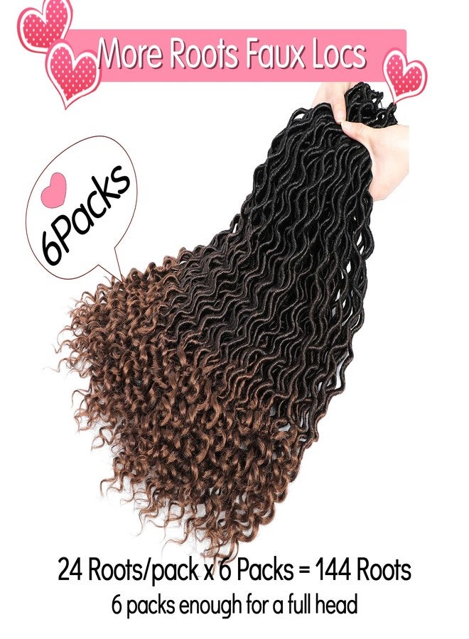 Karida Faux Locs Crochet Hair 24 Inch, 6 Packs Pre Looped Goddess Locs Crochet Hair, Wavy Crochet Faux Locs With Curly Ends, Boho Faux Locs Crochet Hair For Black Women (24 inch, T30#) - Image 2