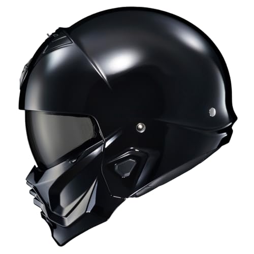 ScorpionEXO خوذة دراجة نارية ScorpionEXO Covert 2 مفتوحة الوجه 3/4 كاملة مع إمكانية بلوتوث وسماعات جيب غطاء فم قابل للتبديل معتمد من DOT (أسود لامع - 3X) - Image 2