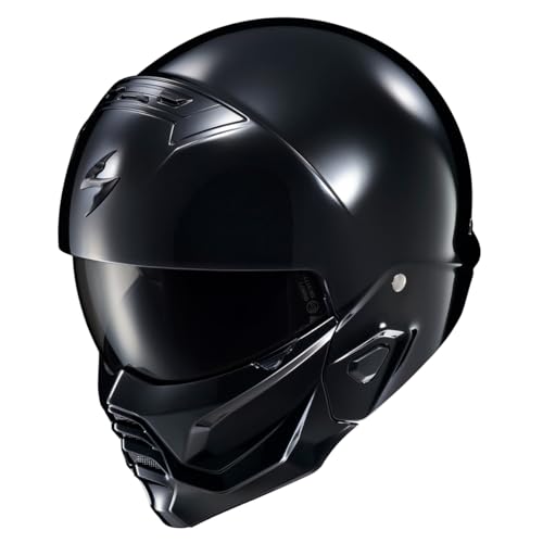 ScorpionEXO خوذة دراجة نارية ScorpionEXO Covert 2 مفتوحة الوجه 3/4 كاملة مع إمكانية بلوتوث وسماعات جيب غطاء فم قابل للتبديل معتمد من DOT (أسود لامع - 3X) - Image 1