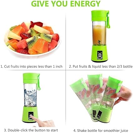 Aktnil 4 Blades Rechargeable Portable Electric USB Juice Maker Blender for Smoothie Juices Juicer Bottle Blender Grinder Mixer Fruit Juicer for All Fruits Vegetables Multicolor - Image 3