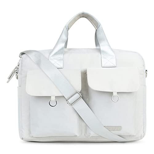 Probus Polyester Dual Pocket with Flap Magnetic Sleeve Case Cover Laptop Messenger Bag - Silver 15.6 inch - Image 1
