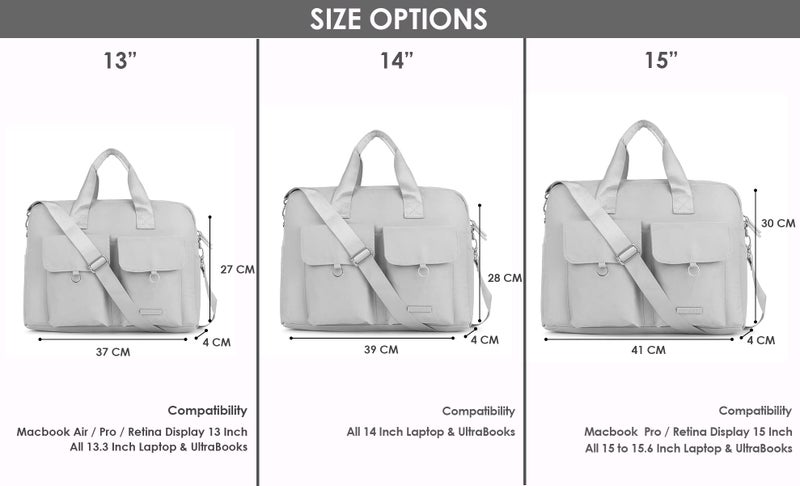 Probus Polyester Dual Pocket with Flap Magnetic Sleeve Case Cover Laptop Messenger Bag - Silver 15.6 inch - Image 4