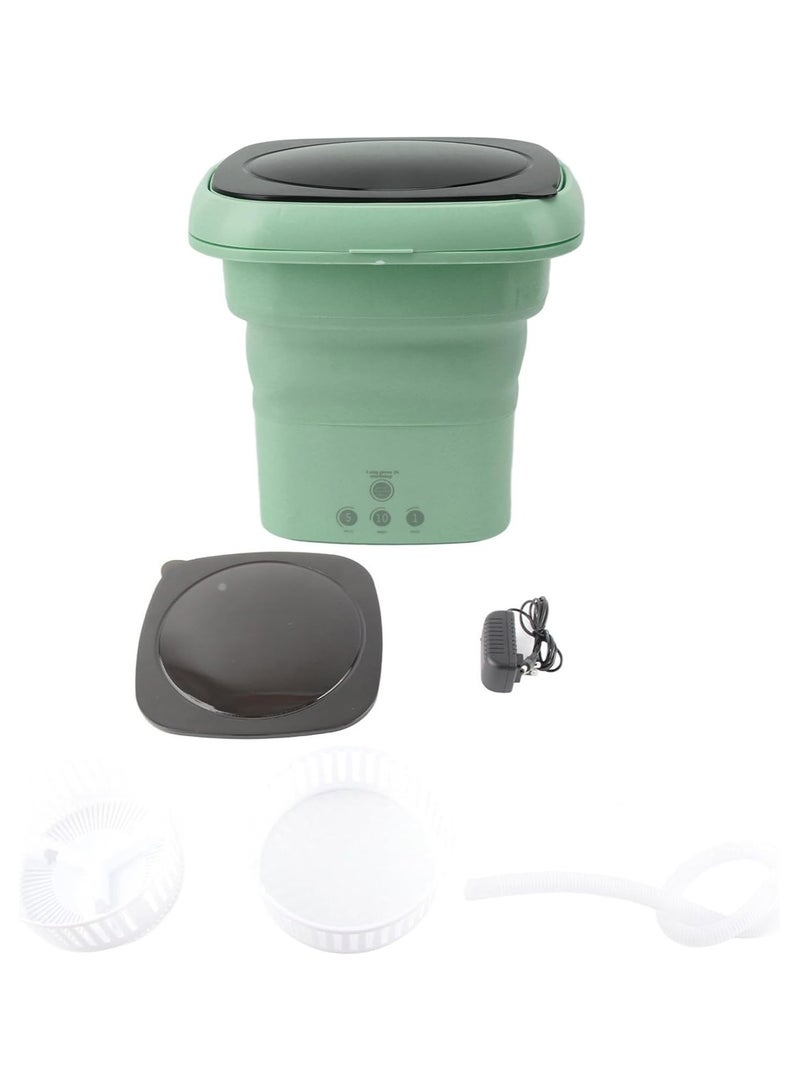 Portable Foldable Bucket Washer Integrated Design with Builtin Dehydrator for Household Laundry Tasks Green  - Image 2