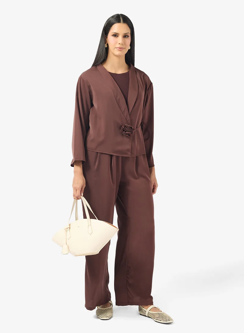 خزانة Longline Top With Side Tie Up & Pant Set