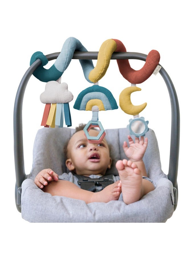 Itzy Ritzy Itzy Ritzy Spiral Car Seat & Stroller Activity Toy - Stroller & Car Seat Toys for Ages 0 Months and Up - Hanging Toys Include Clinking Rings, Mirror and Textured Ribbons (Rainbow)  - Image 1