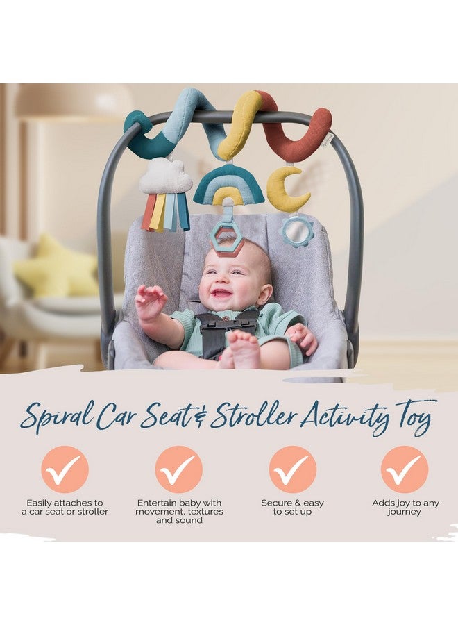 Itzy Ritzy Itzy Ritzy Spiral Car Seat & Stroller Activity Toy - Stroller & Car Seat Toys for Ages 0 Months and Up - Hanging Toys Include Clinking Rings, Mirror and Textured Ribbons (Rainbow)  - Image 3