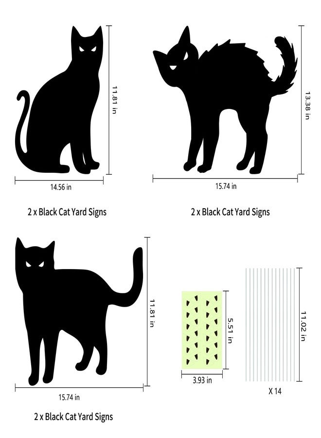 Labrostar Halloween Decorations Outdoor 6 PCS Black Cat Yard Signs with Stakes Scary Silhouette with Glow in Eyes Waterproof for Yard Lawn Garden Indoor Home Halloween Decor - Image 3