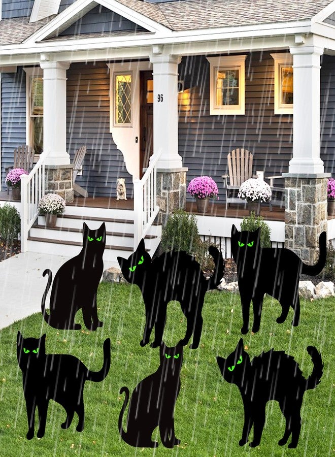 Labrostar Halloween Decorations Outdoor 6 PCS Black Cat Yard Signs with Stakes Scary Silhouette with Glow in Eyes Waterproof for Yard Lawn Garden Indoor Home Halloween Decor - Image 5