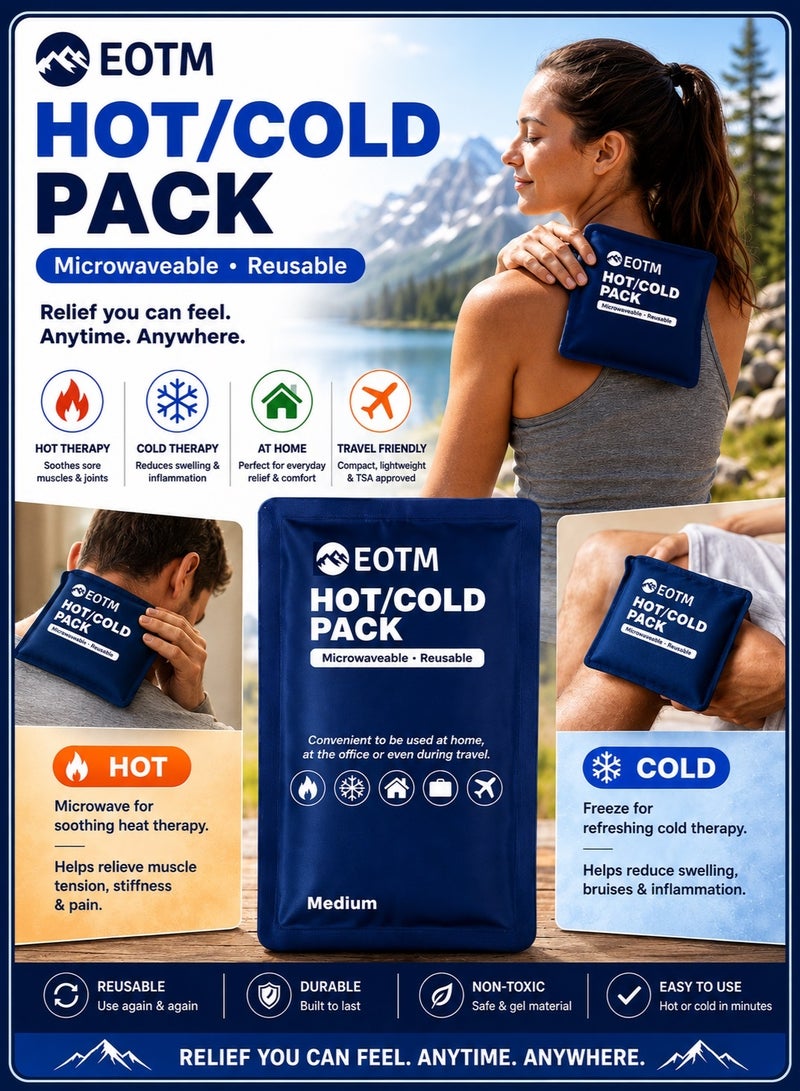EOTM Reusable Hot and Cold Gel Pack For Pain Relief, Injuries, and Cold Therapy Blue - Image 1
