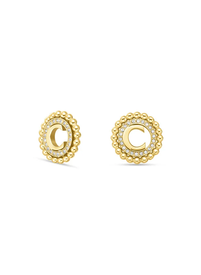 شيروتي 1881 Bianca Gold Plated Crystal Studded 'C' Motif with Beaded Earrings for Women