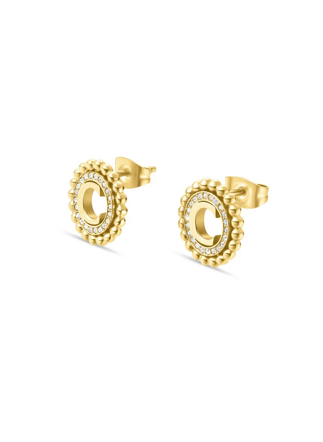 شيروتي 1881 Bianca Gold Plated Crystal Studded 'C' Motif with Beaded Earrings for Women