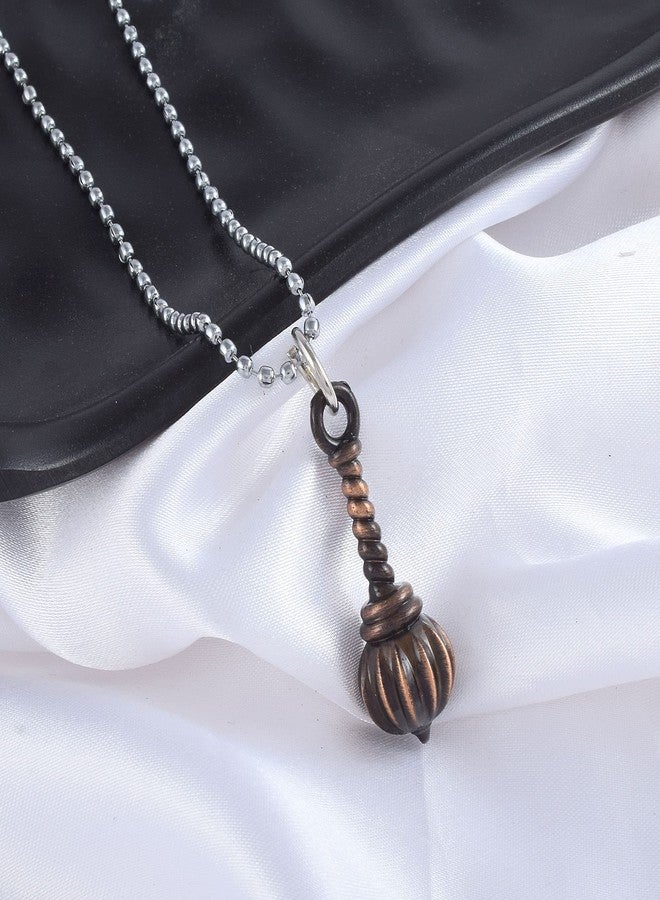 morir Stainless Steel Copper Coated Hanuman Gada Pendant Locket With Chain For Men And Women - Image 4