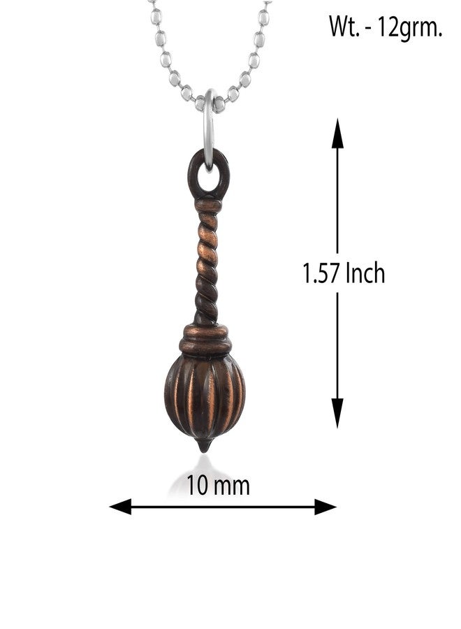 morir Stainless Steel Copper Coated Hanuman Gada Pendant Locket With Chain For Men And Women - Image 2