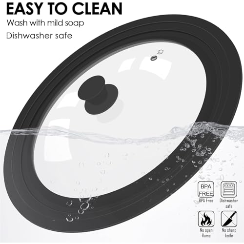CORYTAO Universal Lid for Pots, Pans and Skillets, Tempered Glass Lid fit 9.5", 10", 11" Skillets, Pots, Frying Pans, Cast Iron, Crock Pot and Other Glass Covers Replacement - Image 4