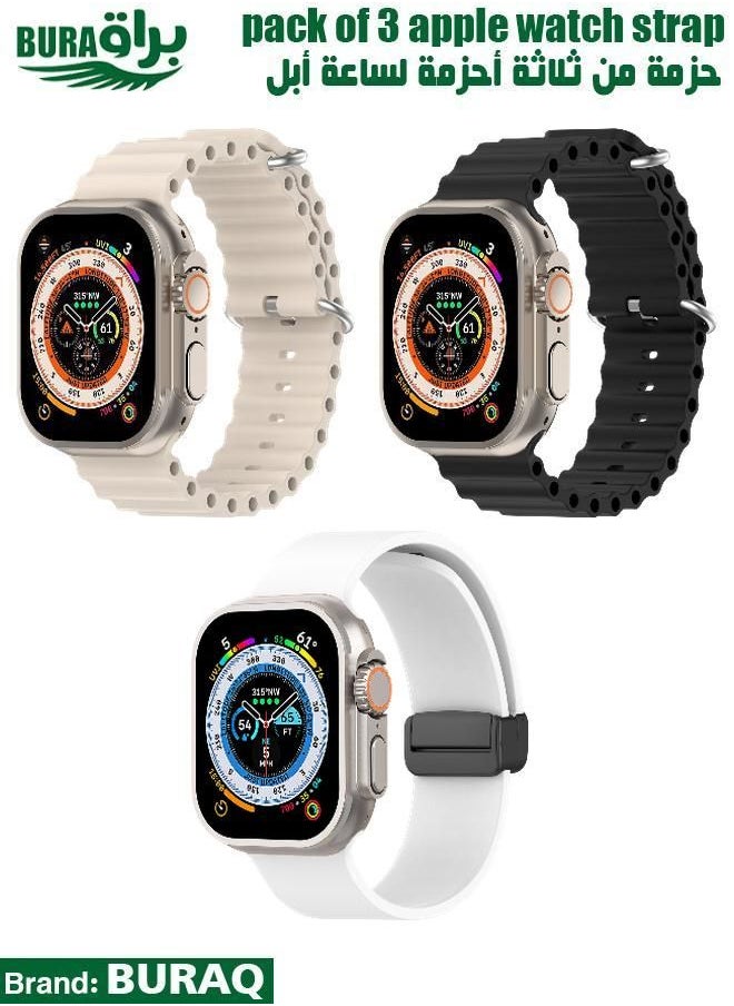 BURAQ - Apple Watch Band Strap For Apple Watch Ultra 2/Ultra 49mm, Series 10 46mm, 9/8/7 45mm, SE2/SE/6/5/4 44mm, 3/2/1 42mm - Image 1