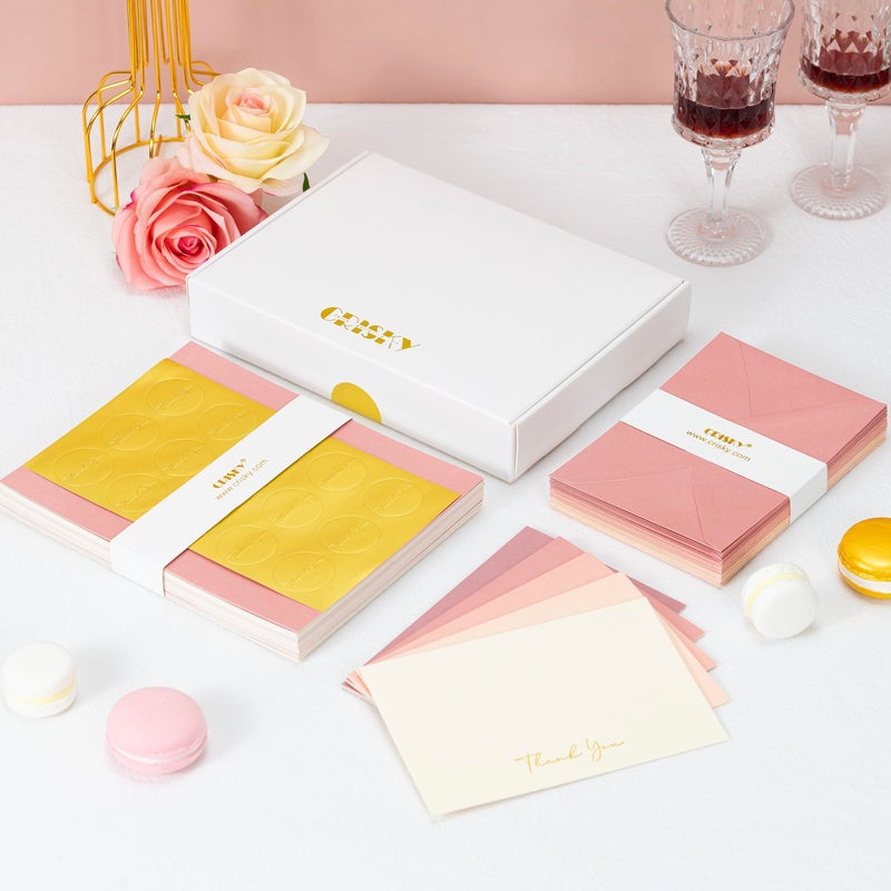 Crisky Dusty Rose Thank You Cards with Envelopes & Stickersï¼Œ 25 Pack Bridal Shower Graduation Thank You Cards Small Business, Wedding Baby Shower Birthday Funeral Notes Bulk - Image 4