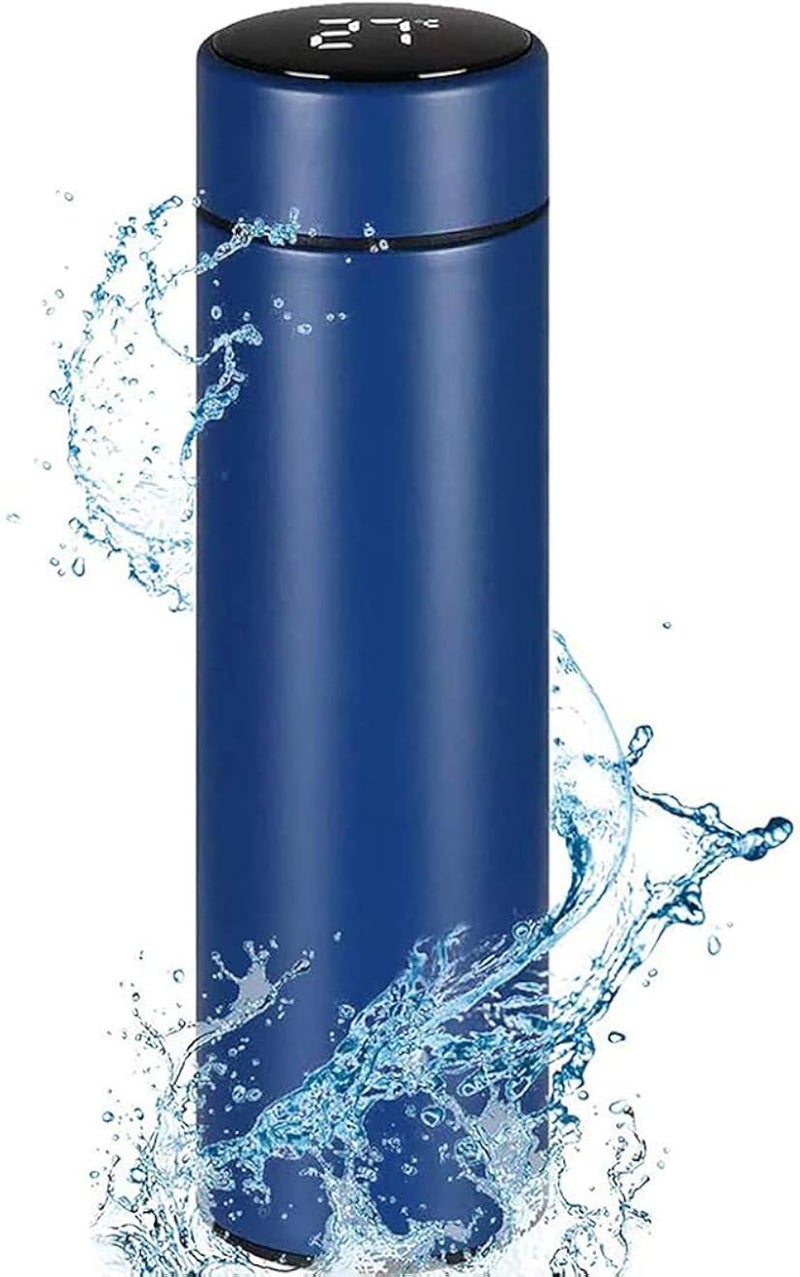 MAKINGTEC Travel Mugs, Insulated Water Bottle, 500ml LED Temperature Display Smart Water Cup, Stainless Steel Vacuum Drink Flasks, Hot&Cold Sport Drink Bottle for Cycling, Gym, Home, Office (Blue)