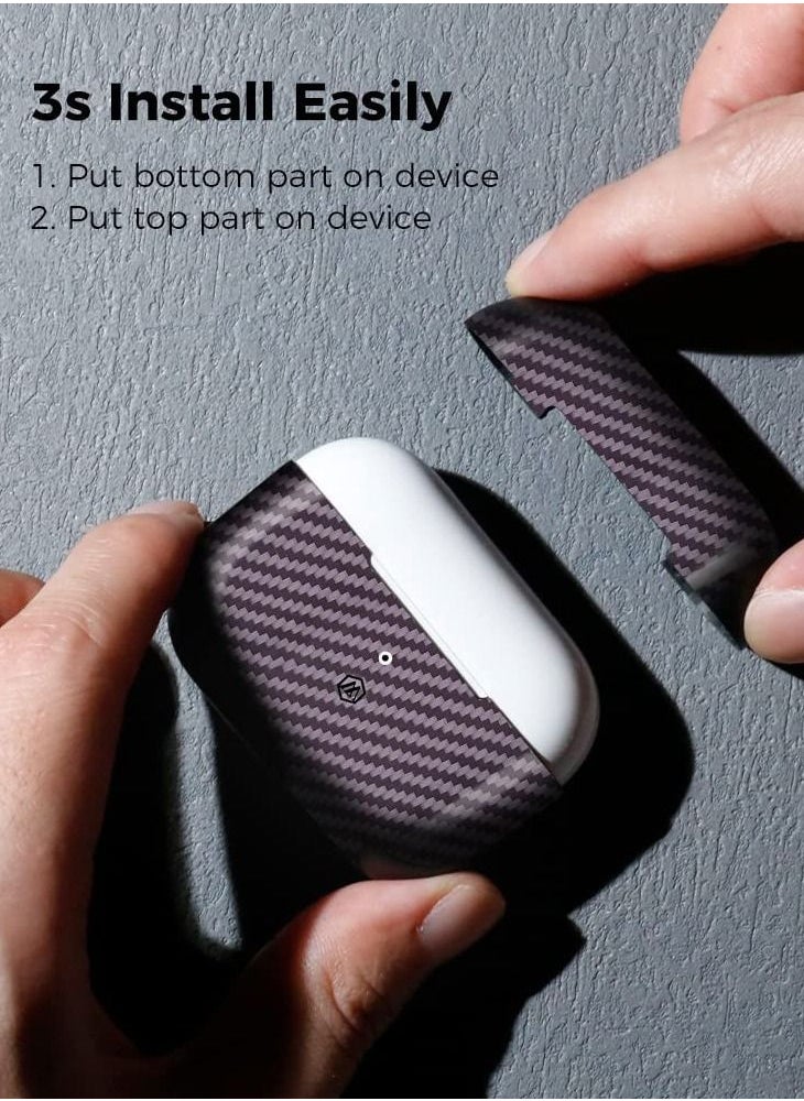 MONOCARBON Real Carbon Fiber for Airpods Pro 2nd Generation (2022) Airpods Pro 2 Case Cover with Lanyard - Matte Purple  - Image 4