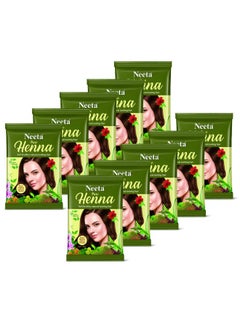 Neeta Pure Henna Powder For Hair With 9 Natural Herbs 25G (Pack Of 10) 100% Natural Henna Mehndi For Soft & Shiny Natural Looking Hair  - Image 1