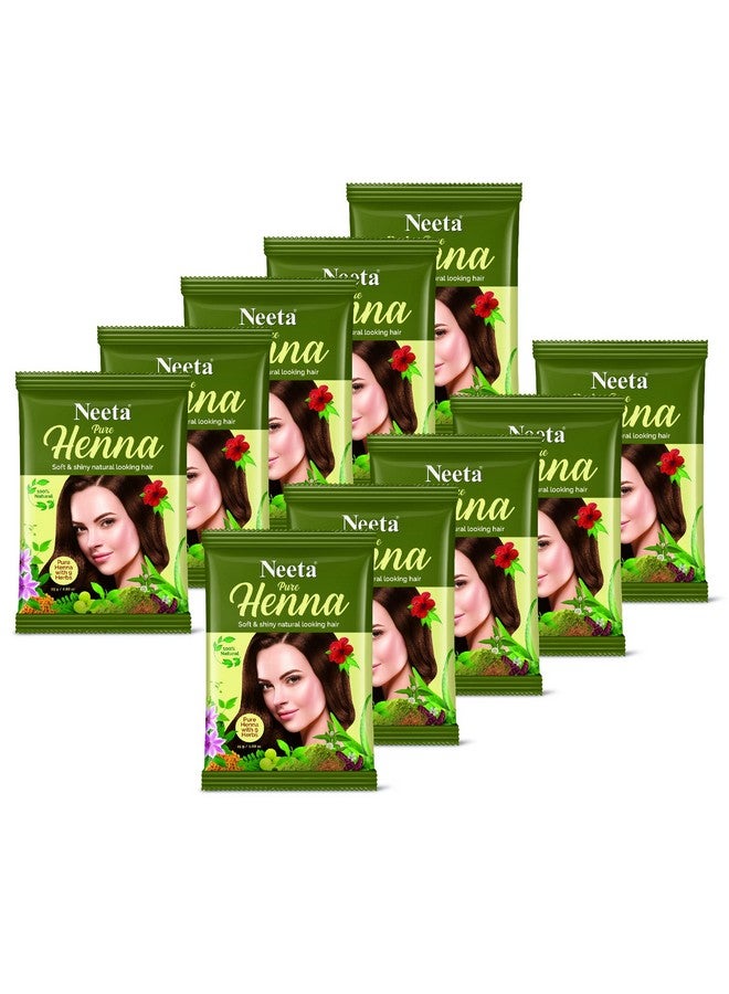Neeta Pure Henna Powder For Hair With 9 Natural Herbs 25G (Pack Of 10) 100% Natural Henna Mehndi For Soft & Shiny Natural Looking Hair - Image 1
