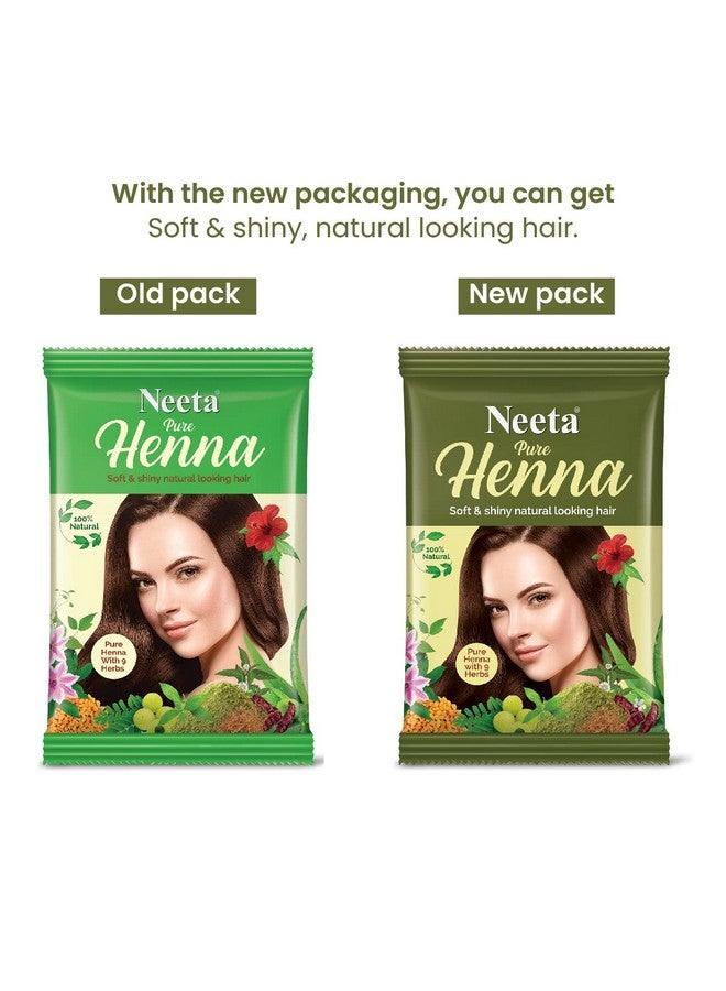 Neeta Pure Henna Powder For Hair With 9 Natural Herbs 25G (Pack Of 10) 100% Natural Henna Mehndi For Soft & Shiny Natural Looking Hair - Image 2
