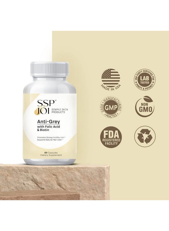 sspjoi مكمل نمو الشعر sspjoi 250 ملغ - مكمل مضاد للشيب للرجال والنساء مع حمض الفوليك، وفيتامينات ب والبيوتين - يدعم تغيير الشعر الرمادي ويعزز الشعر القوي والصحي - Image 3