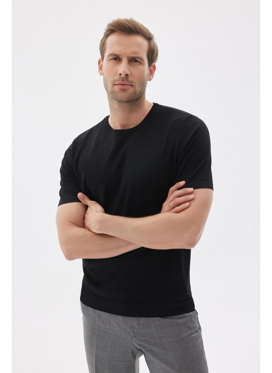 Odelon Limited Men's Plain Short Sleeve Rayon Knit T-Shirt Black  - Image 1