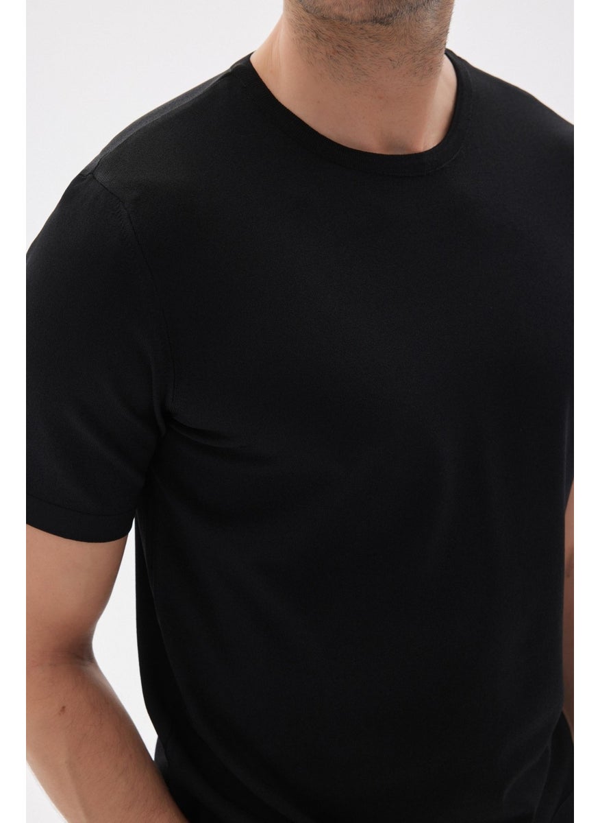 Odelon Limited Men's Plain Short Sleeve Rayon Knit T-Shirt Black  - Image 5