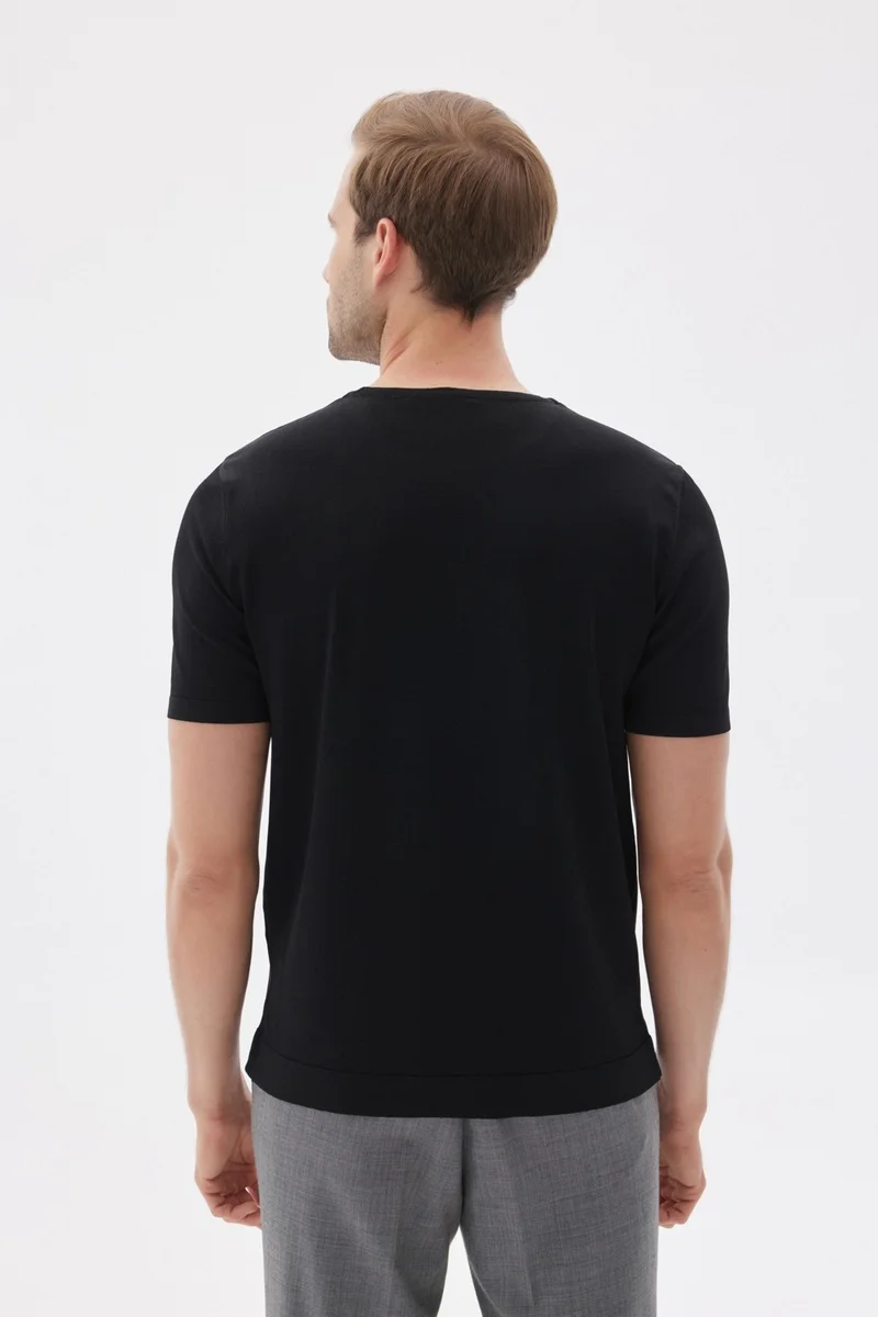 Odelon Limited Men's Plain Short Sleeve Rayon Knit T-Shirt Black