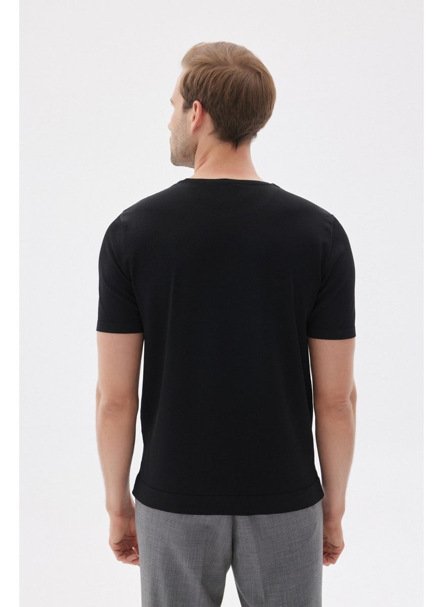 Odelon Limited Men's Plain Short Sleeve Rayon Knit T-Shirt Black  - Image 4