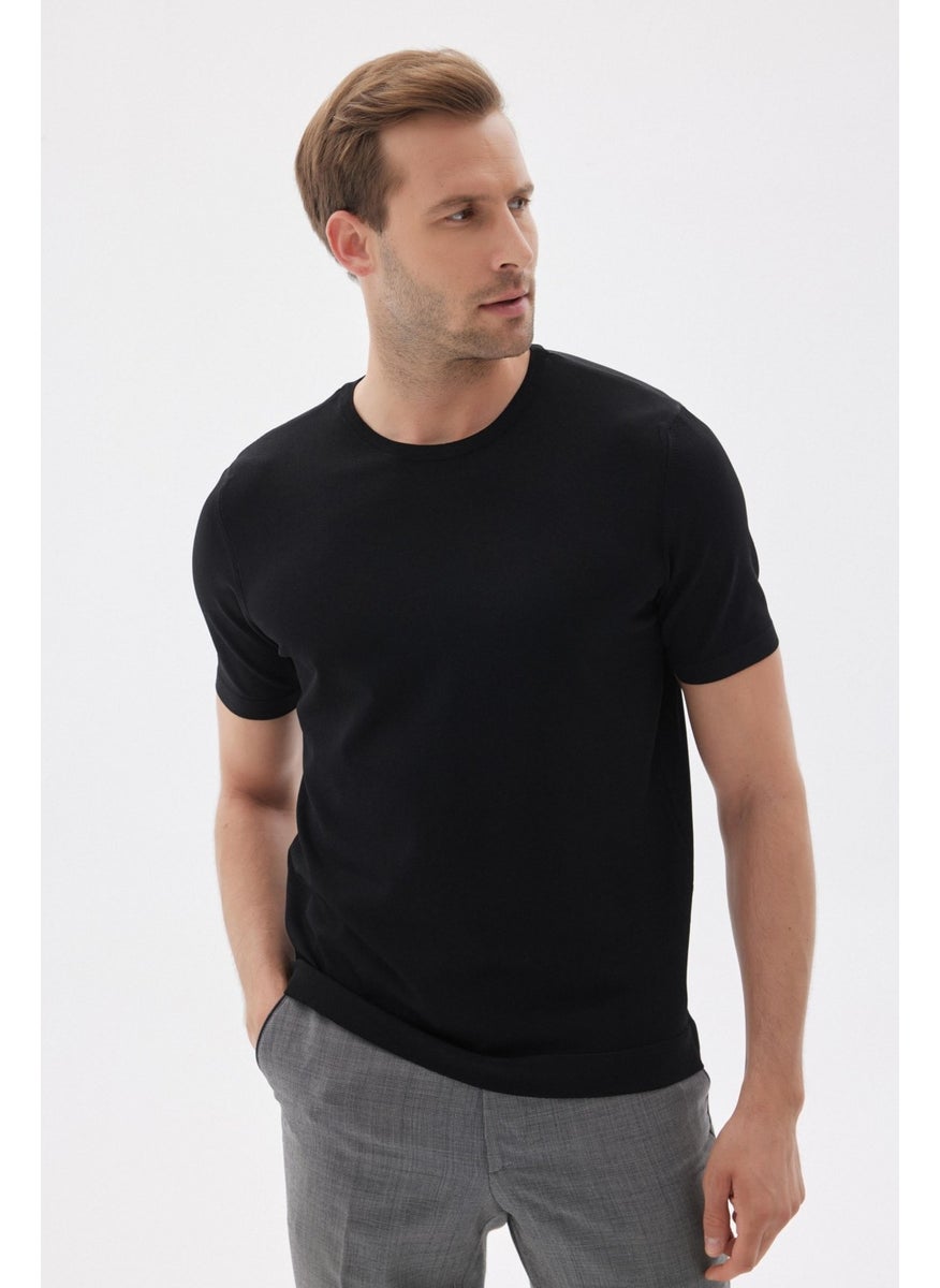 Odelon Limited Men's Plain Short Sleeve Rayon Knit T-Shirt Black  - Image 2