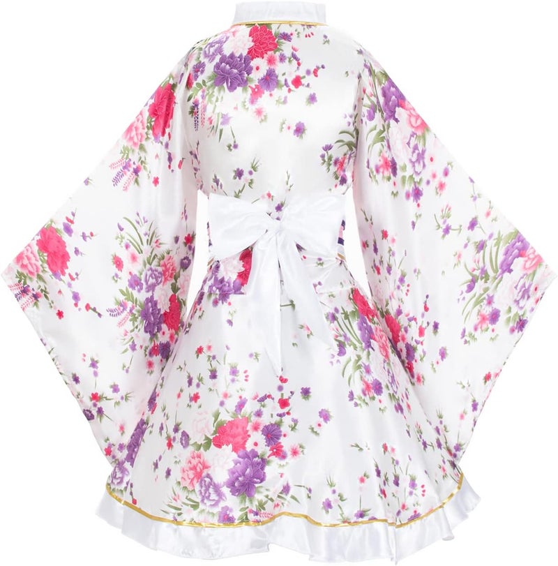 Elibelle Japanese Anime Women's Dance Kimono Robe Fancy Dress Hand Held Silk Folding Fans Tabi Hairstick Socks Set - Image 5