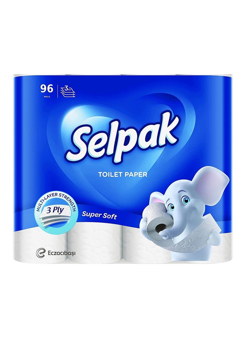 Toilet 3 Ply Paper Rolls 140 Sheets 96 Rolls
