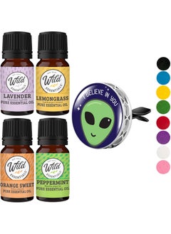 mEssentials Wild Essentials I Believe In You Car Vent Essential Oil Diffuser Kit With Lavender, Lemongrass, Peppermint, Orange Oils, 8 Refill Pads, Calming Aromatherapy Gift Set, Customizable, Perfume 