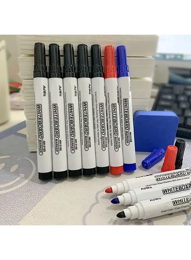 Water Based Whiteboard Markers 18 Blue Pens With White Eraser Easy To Write And Erase - Image 1