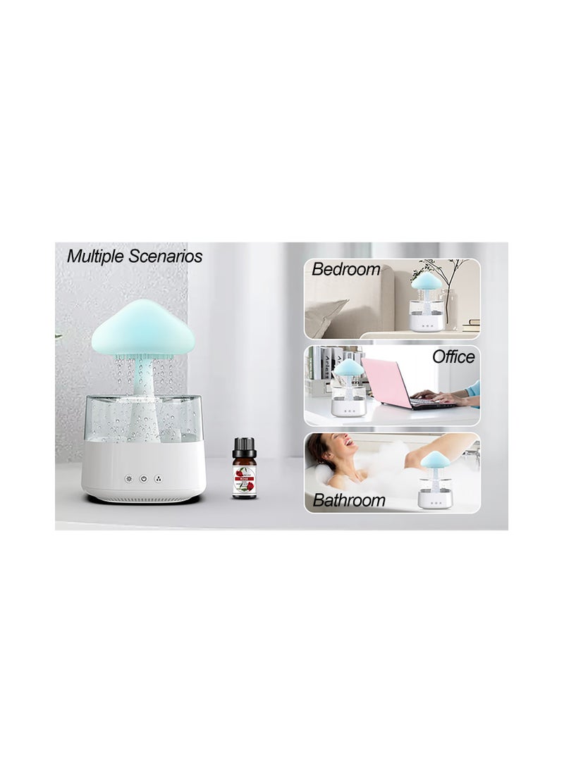 Cloud Rain Humidifier Colorful Light Raindrop Aroma Diffuser with Desktop Fountain Water Drop Sound for Home Office Restaurant