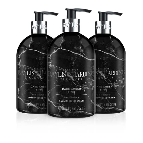 Baylis & Harding Dark Amber & Fig Elements Hand Wash, 500 ml (Pack of 3) - Vegan Friendly - Image 1