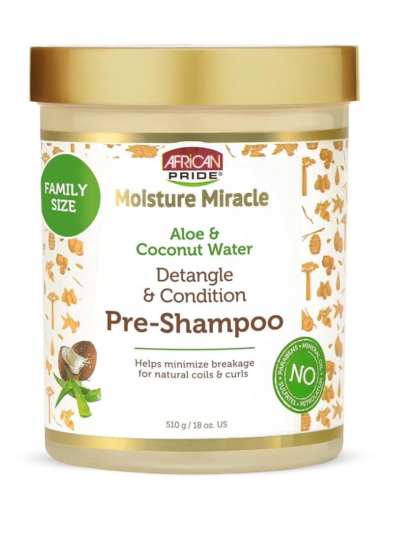 African Pride African Pride Moisture Miracle Aloe & Coconut Water Pre-Shampoo Detangler & Pre-conditioner - Helps Minimize Hair Breakage for Natural Coils & Curls, 18 oz.  - Image 1