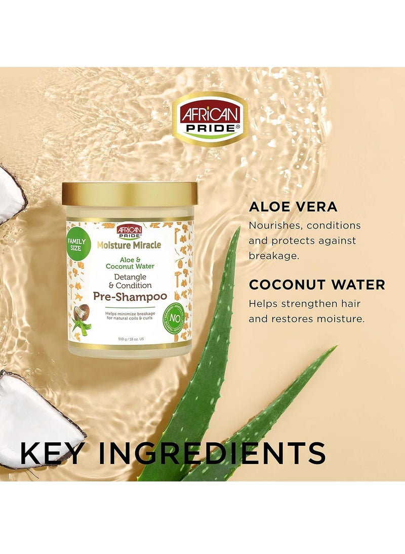 African Pride African Pride Moisture Miracle Aloe & Coconut Water Pre-Shampoo Detangler & Pre-conditioner - Helps Minimize Hair Breakage for Natural Coils & Curls, 18 oz.  - Image 3