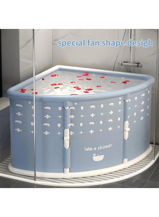 CHIYLE 75×75 cm Fan-Shaped Foldable Bathtub, Portable Bath Tub for Adults, Large Surround Folding, Corner Design, Easy Storage - Image 2