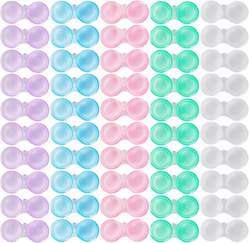 KAOPET 50 Pack Contact Lens Cases - Colorful and Leak-Proof Eye Contact Cases for Home and Travel - Image 1